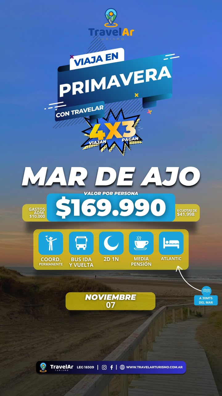 Mar de Ajó Primavera (2D / 1N)