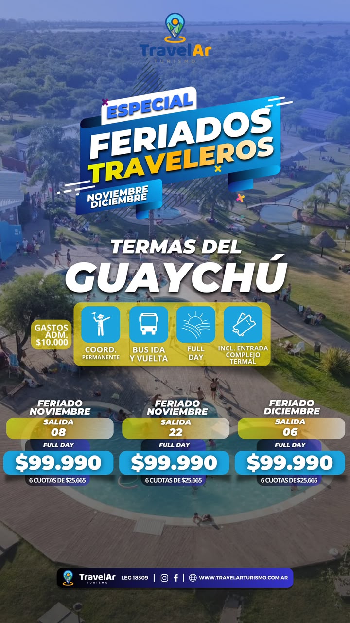 Termas del Guaychú Feriados Noviembre Diciembre