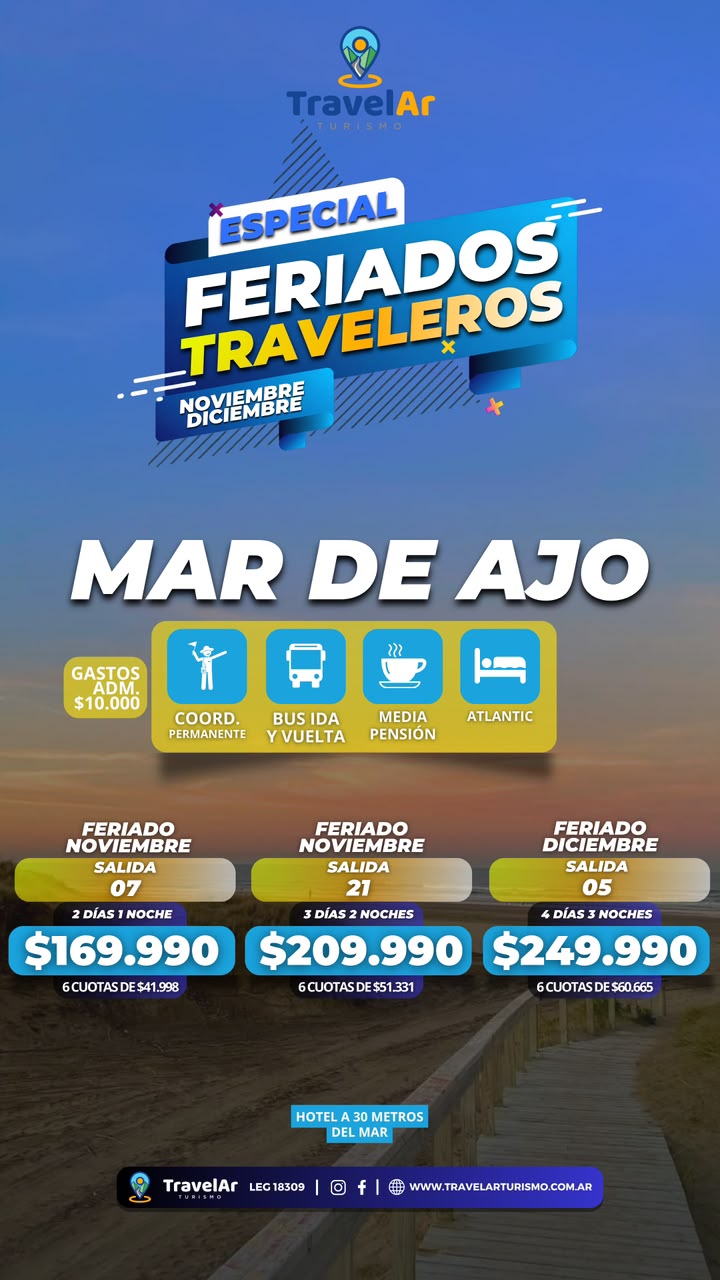 Mar de Ajó Feriados Noviembre Diciembre