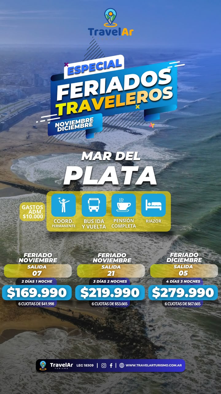 Mar del Plata Feriados Noviembre Diciembre