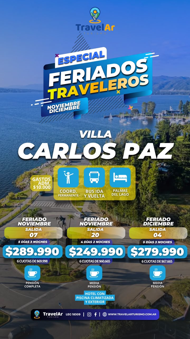 Villa Carlos Paz Feriados Noviembre Diciembre